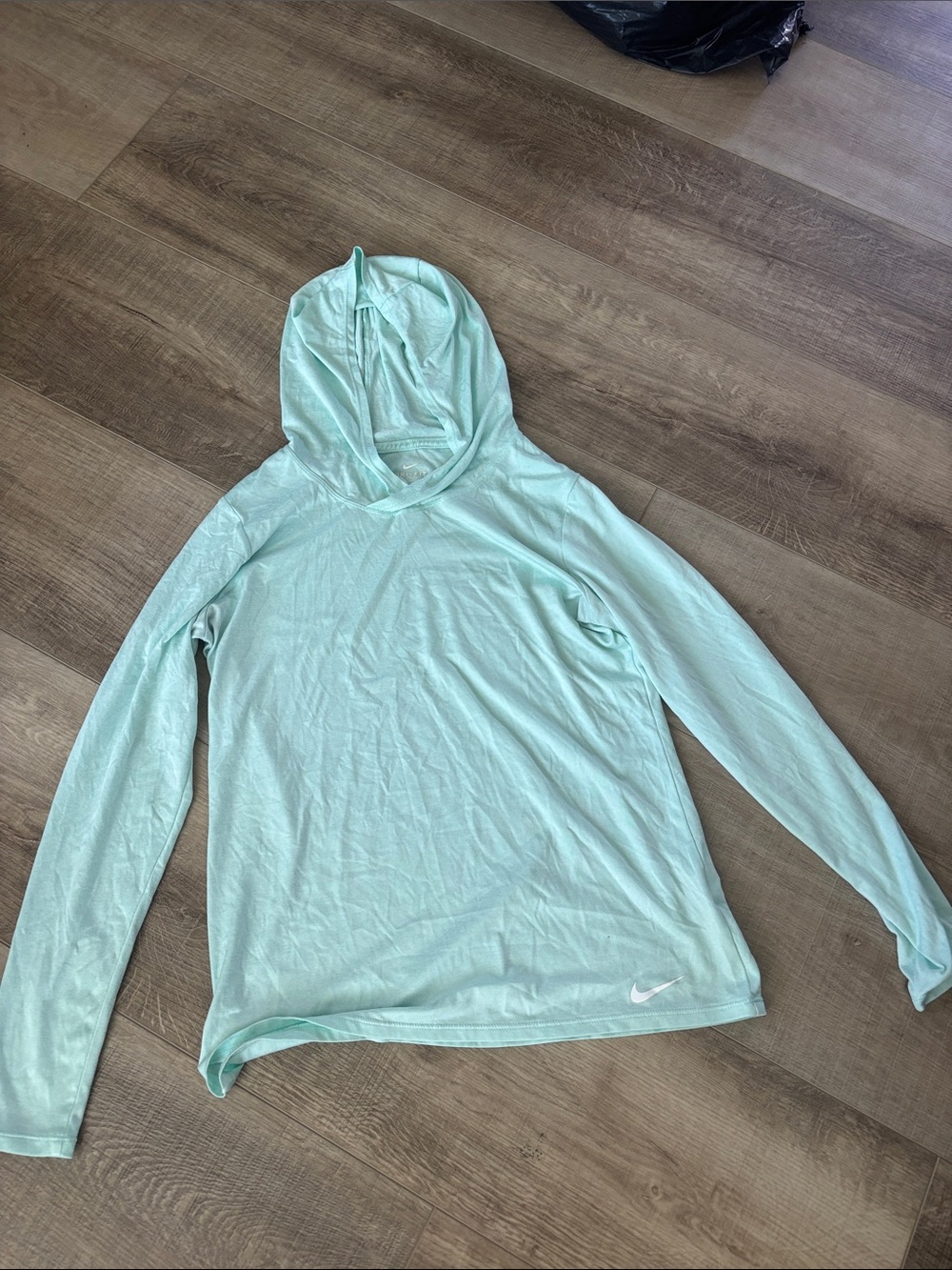 Nike Mint Green Hooded Long Sleeve dry fit Top